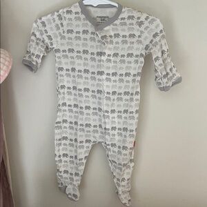 Magnetic Me White and Gray Elephant Baby Onesie